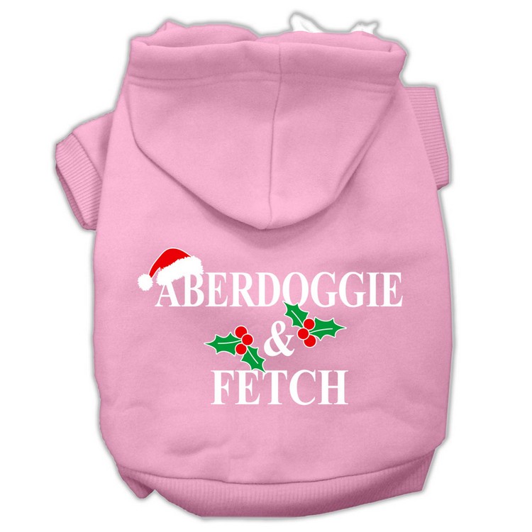 Aberdoggie Christmas Screen Print Pet Hoodies Light Pink Size XS